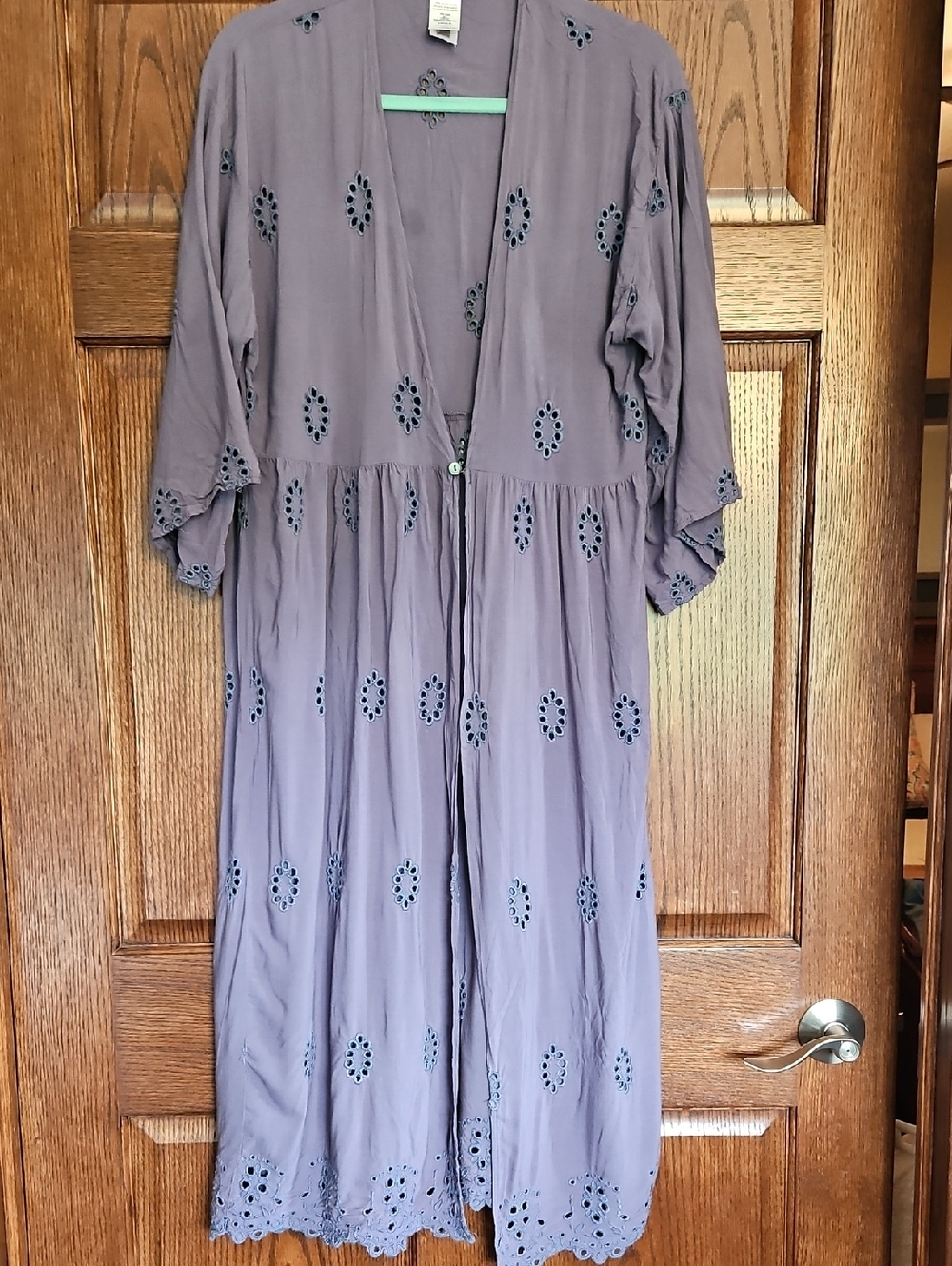 Women's Lavender Eyelet Midi Cover Up with Button Front